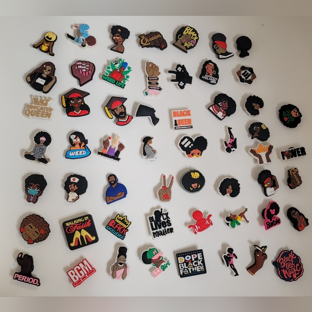 55 Shoe Charms Black Woman, Girl, Barbie, Afro & More